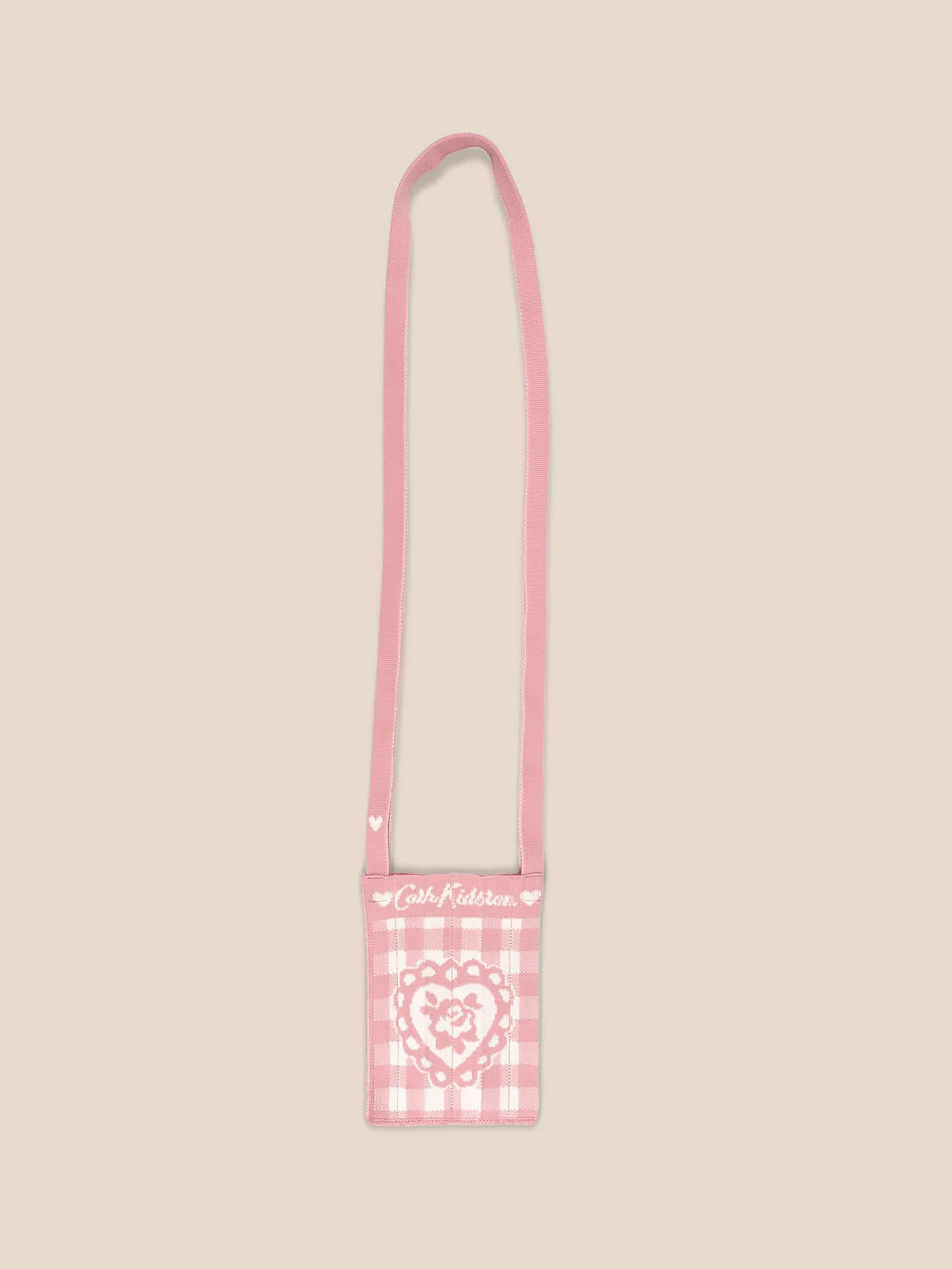 CK×KNT365 ME-KNITTY GINGHAM ROSE PINK 斜背手機環保包