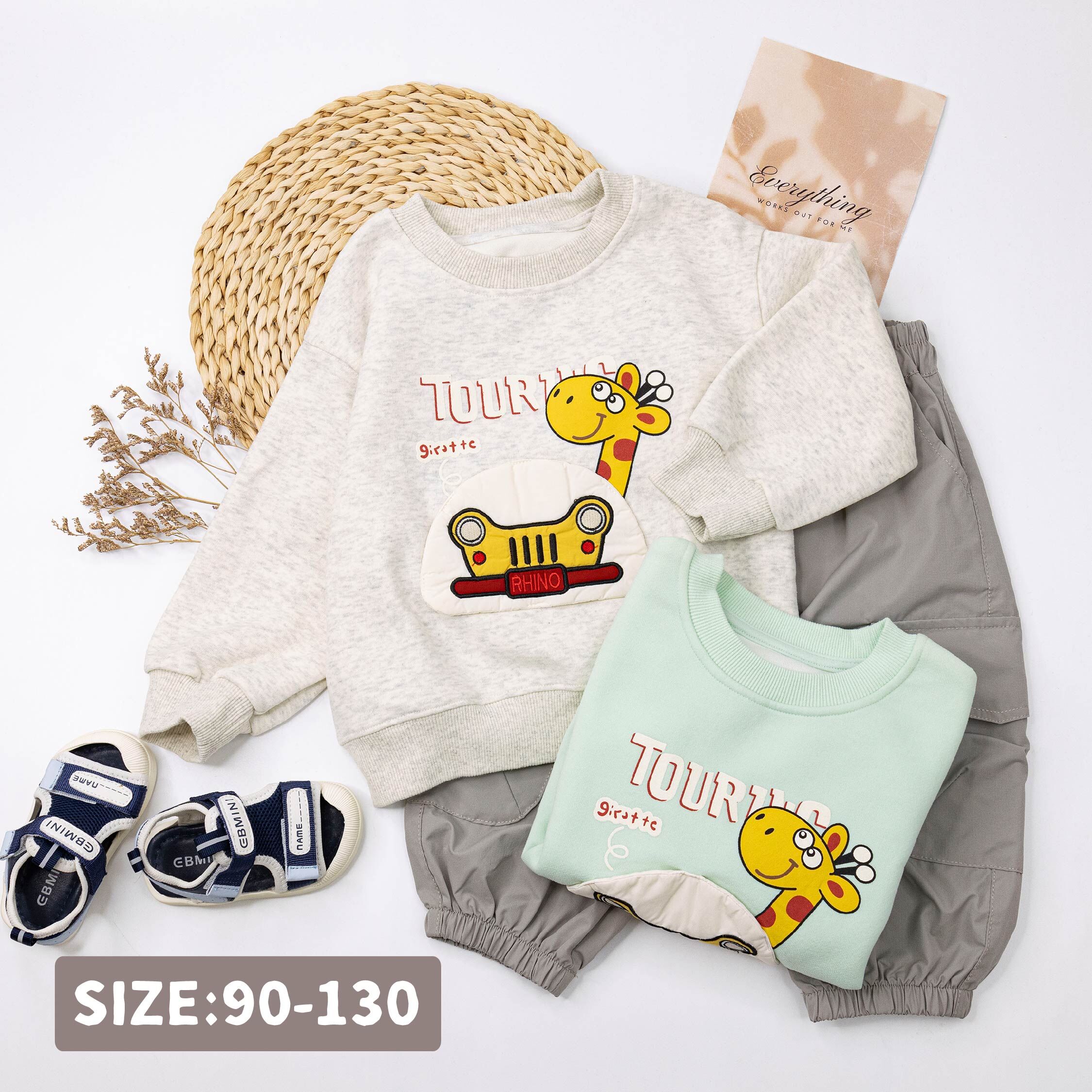 【H55068】俏皮長頸鹿造型機器上衣＊二色