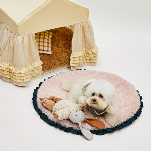 Louisdog 乾燥玫瑰粉毛毛圓墊