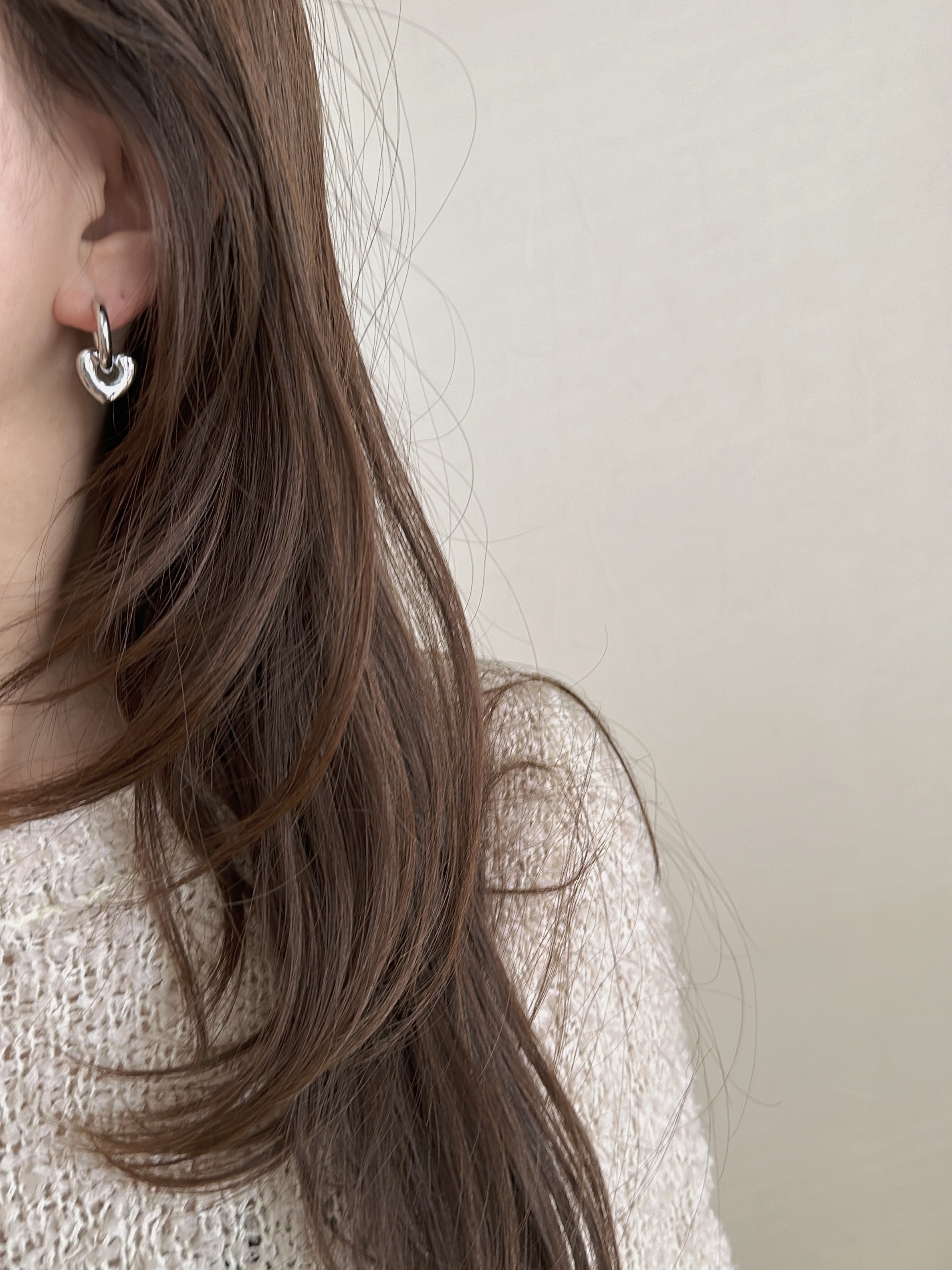 SS 2WAY heart hoop pierce