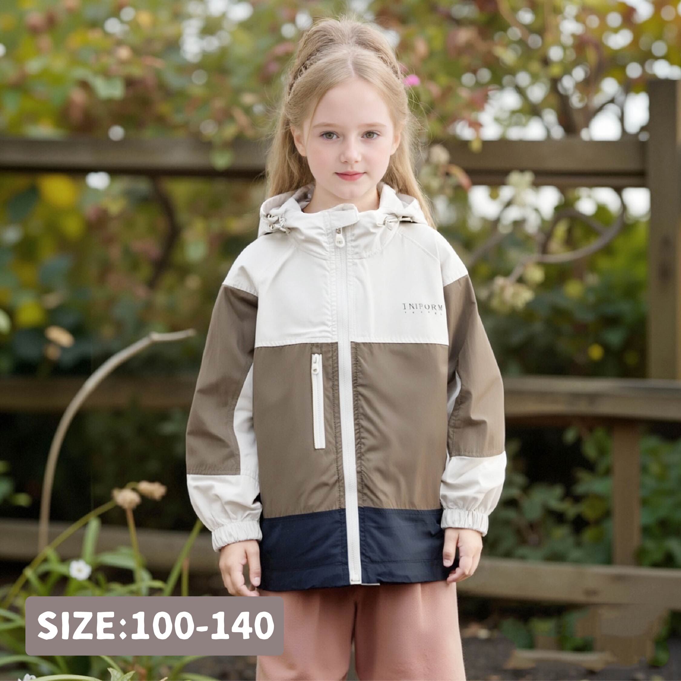 【H55355】藝術色塊拼接連帽外套