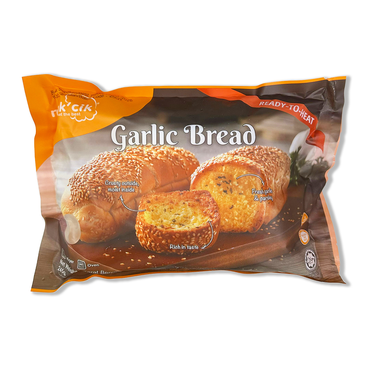 Malaysian Mak'cik Garlic Bread(2pcs)｜Ready-to-heat｜Air-Fry (Frozen-18°C)