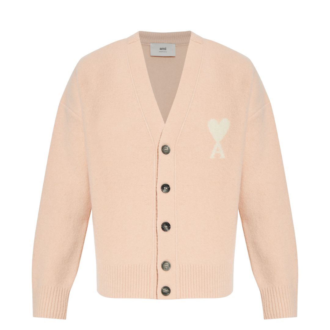 1LN0902-054 AMI Cardigan with Logo Pink #UKC365-KN0135-6807 (C-BR-E)