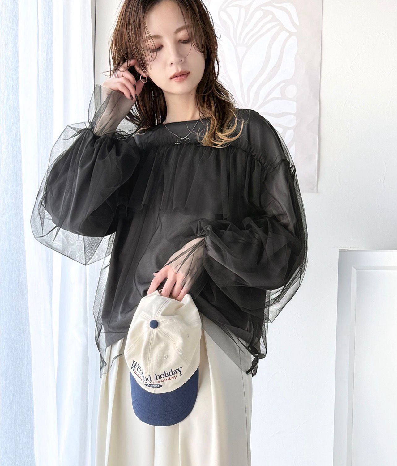 【預購】JN092507 Classical Elf 薄紗荷葉邊長袖上衣