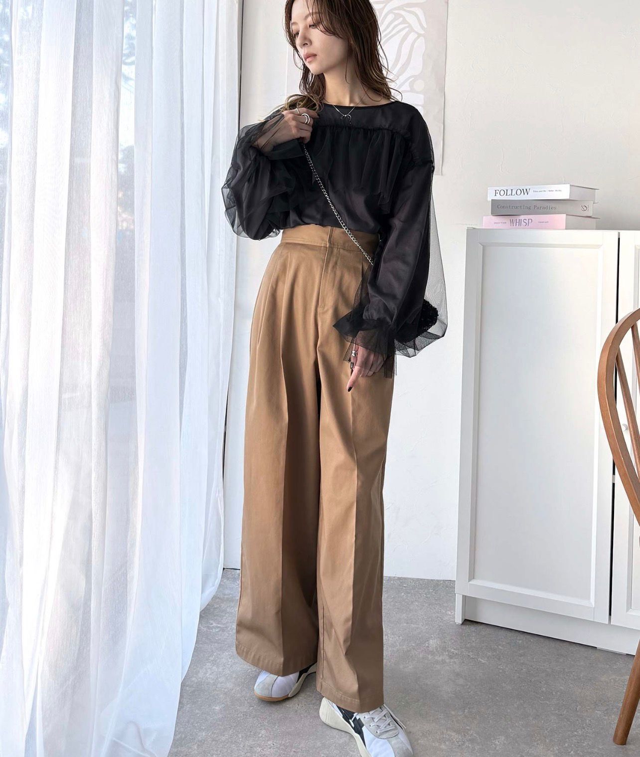 【預購】JN092507 Classical Elf 薄紗荷葉邊長袖上衣