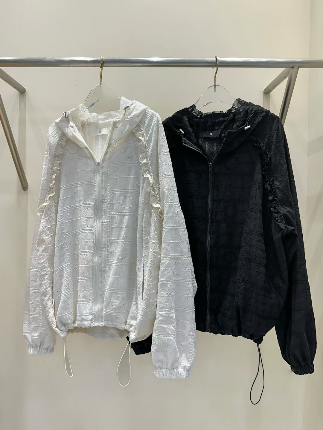 EM5008 花邊抽繩刺繡鏤空外套(內里蕾絲)