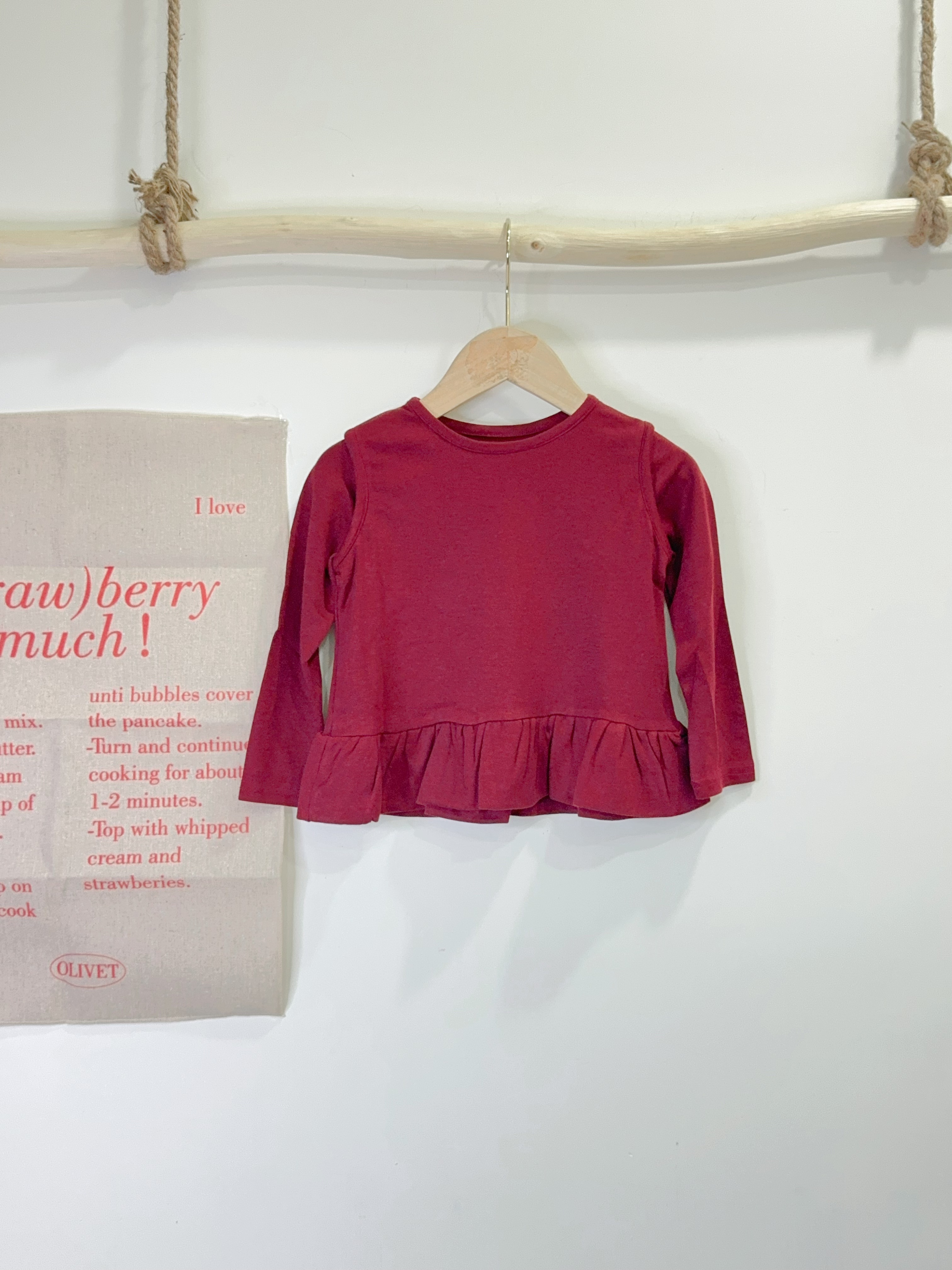 Q032酒紅假兩件上衣c03