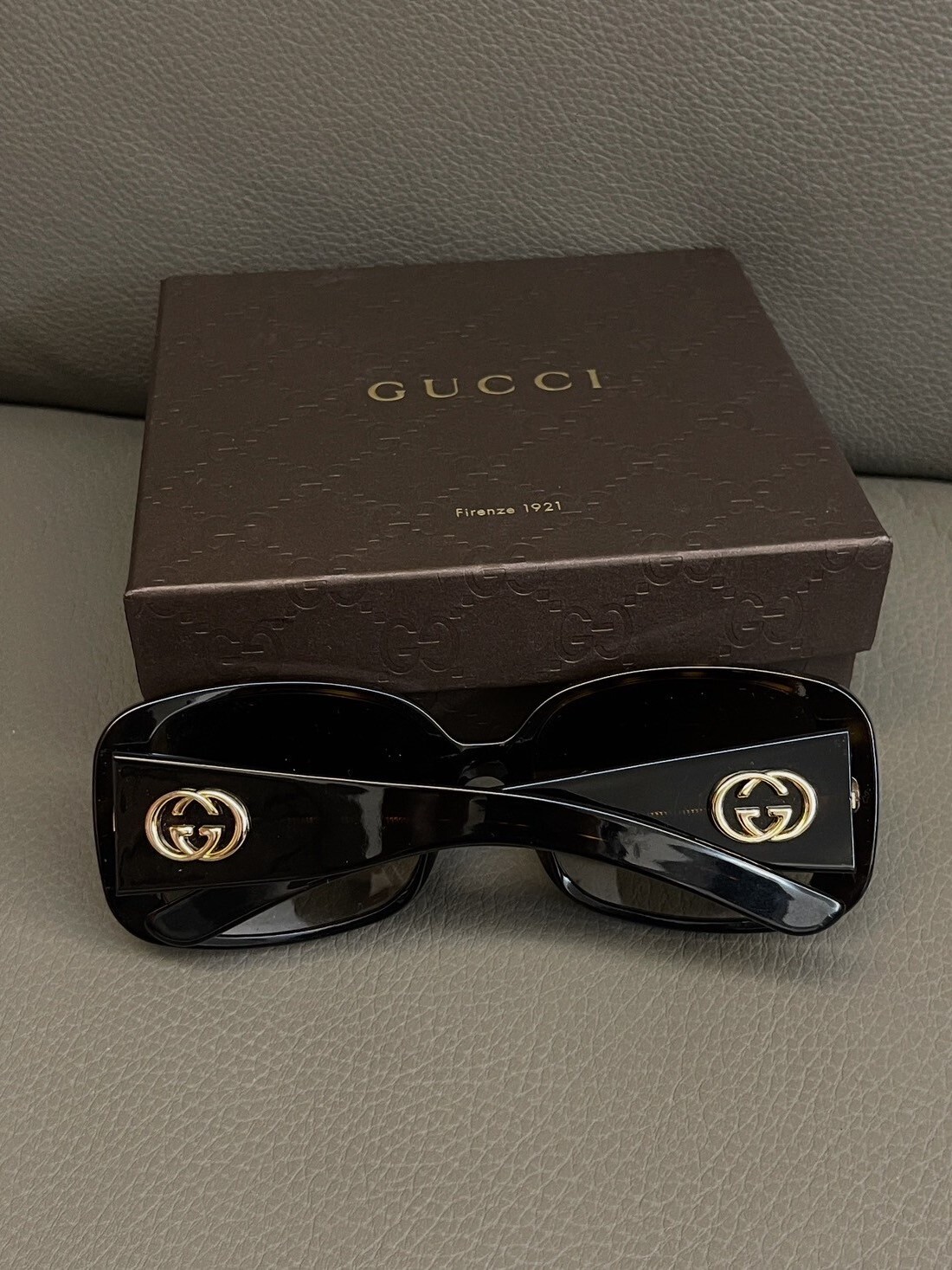 二手美品 Gucci 琥珀色雙G墨鏡
