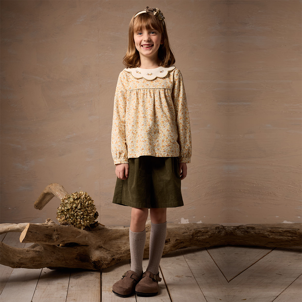 PIPPY 活力碎花花型領連身裙洋裝 黃