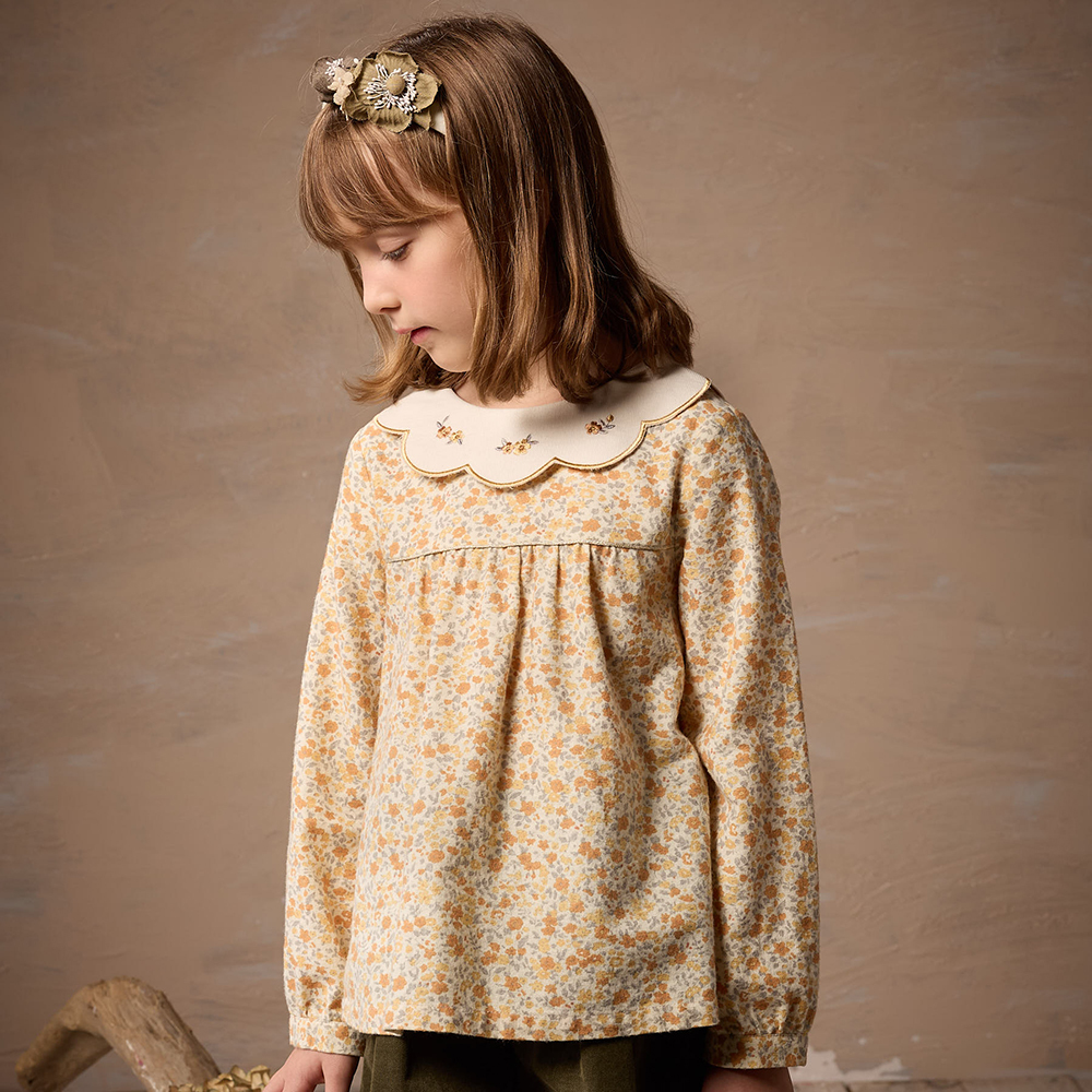 PIPPY 活力碎花花型領連身裙洋裝 黃