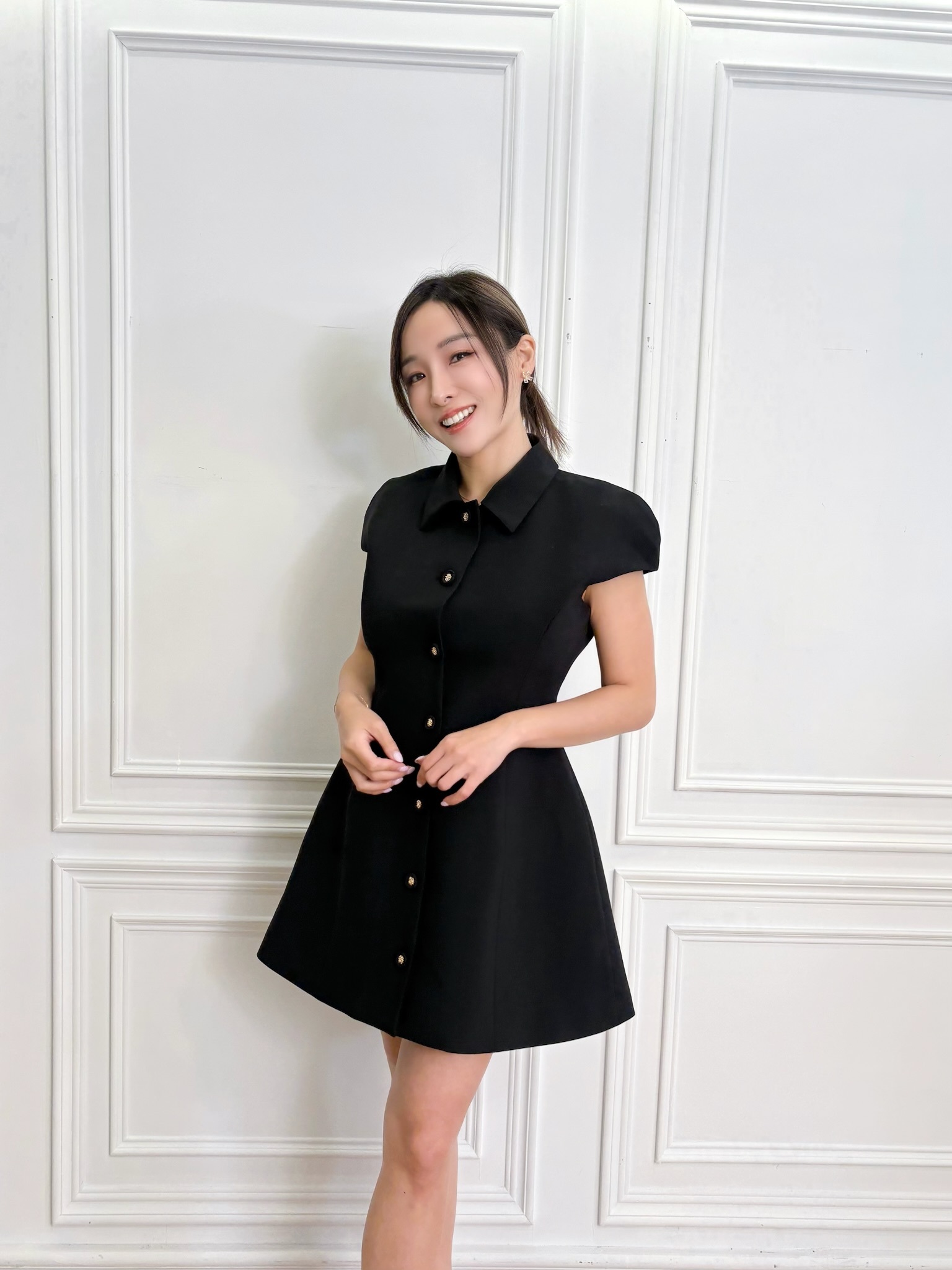 小公主風短澎袖A字洋