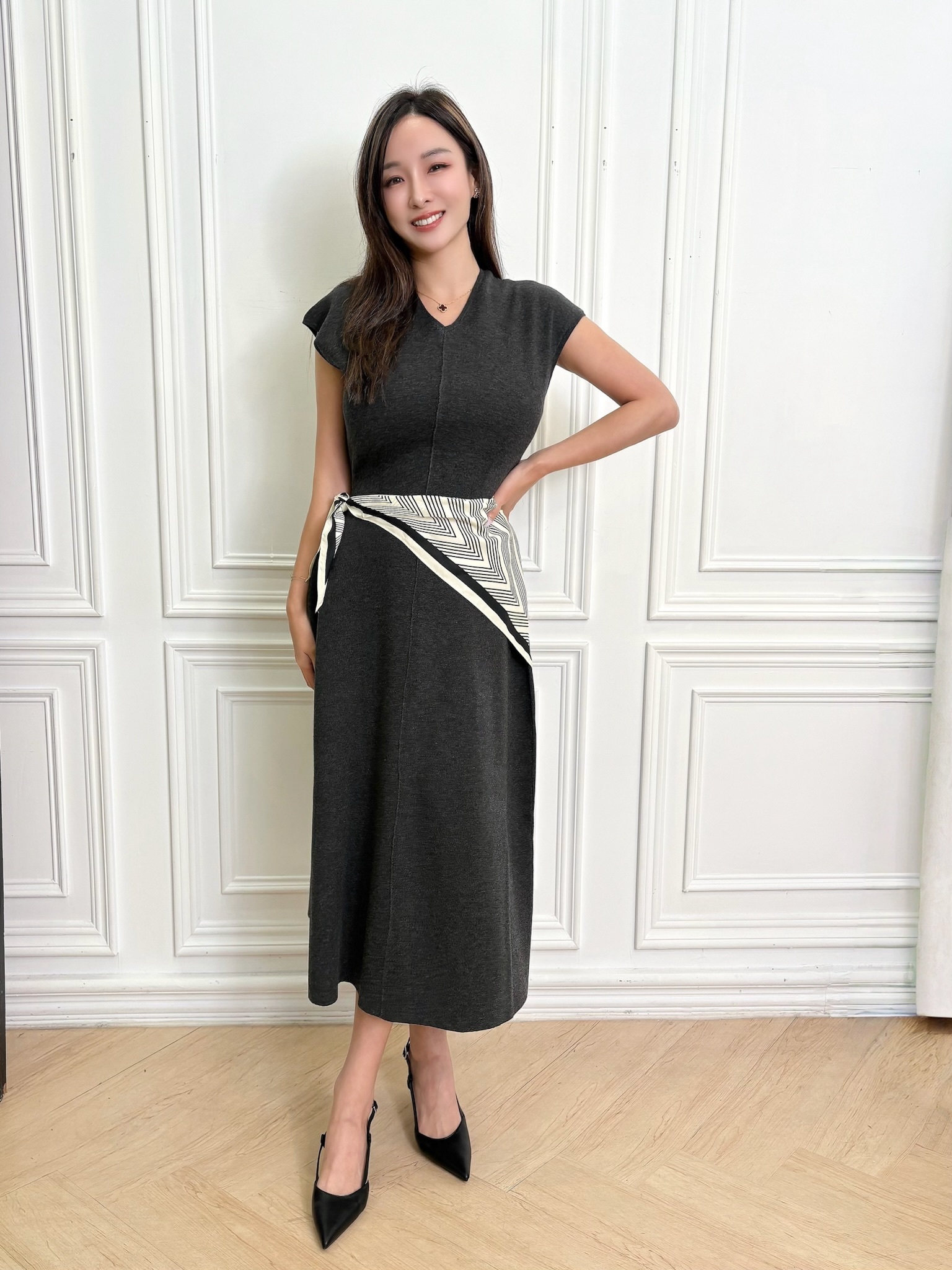 舒適短袖針織長洋