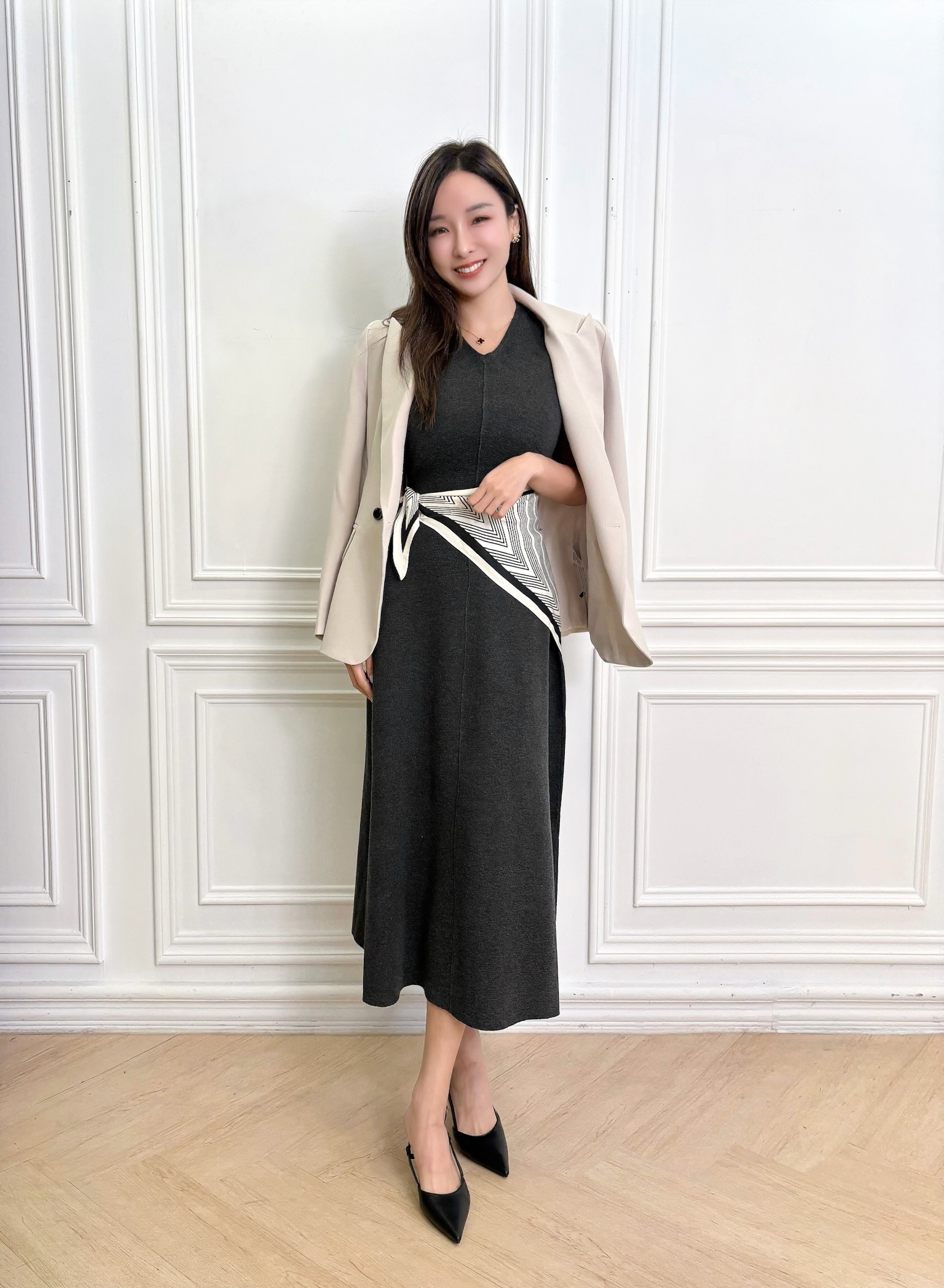 舒適短袖針織長洋