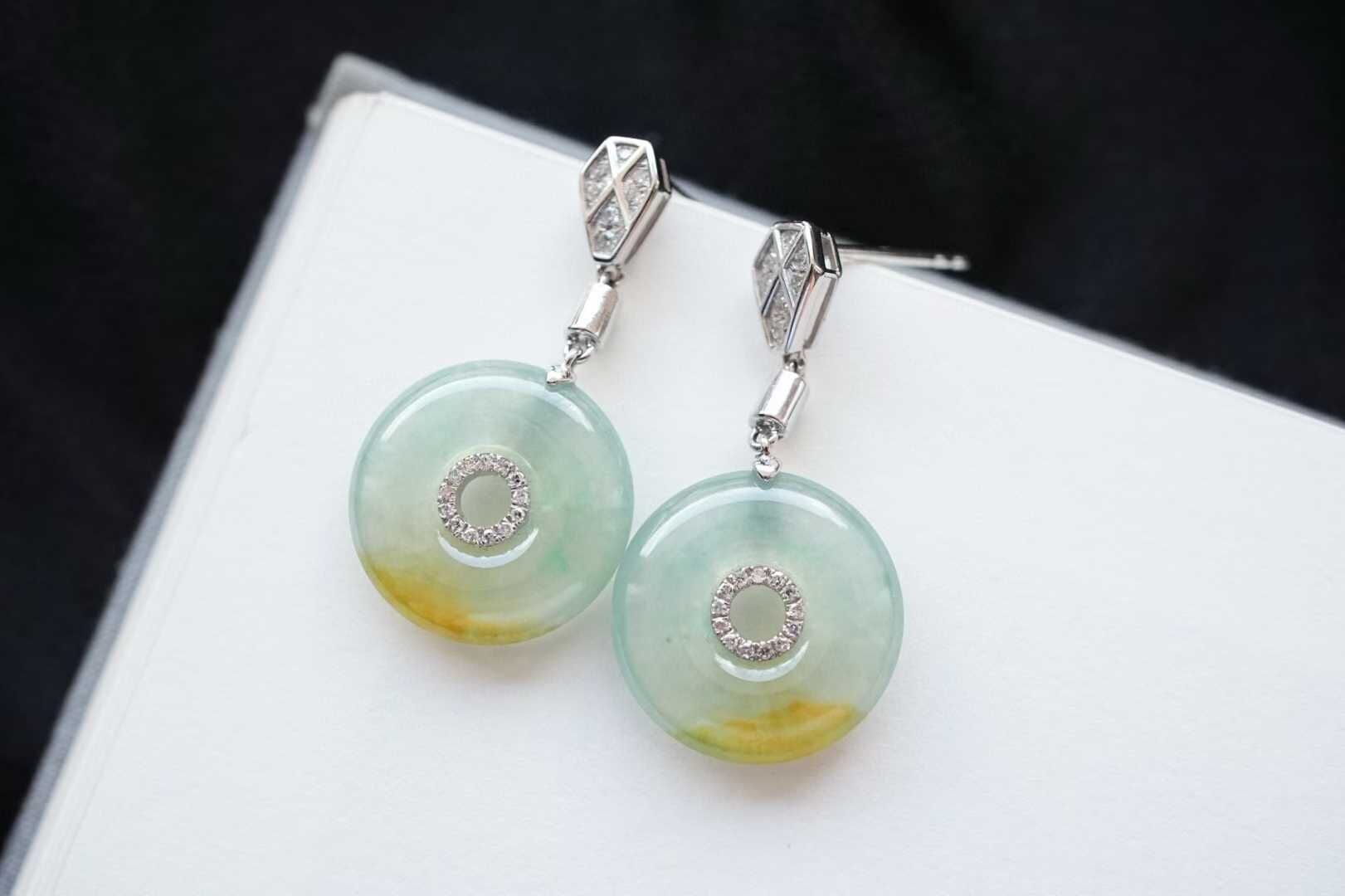 99815 翡翠特色平安扣耳墜 (14.5mm直徑)