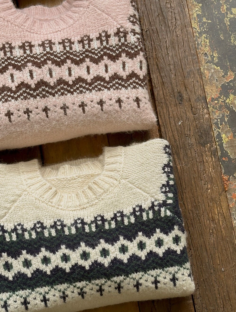 韓國grace muse授權 松林小鎮雪夜可愛圖騰針織毛衣