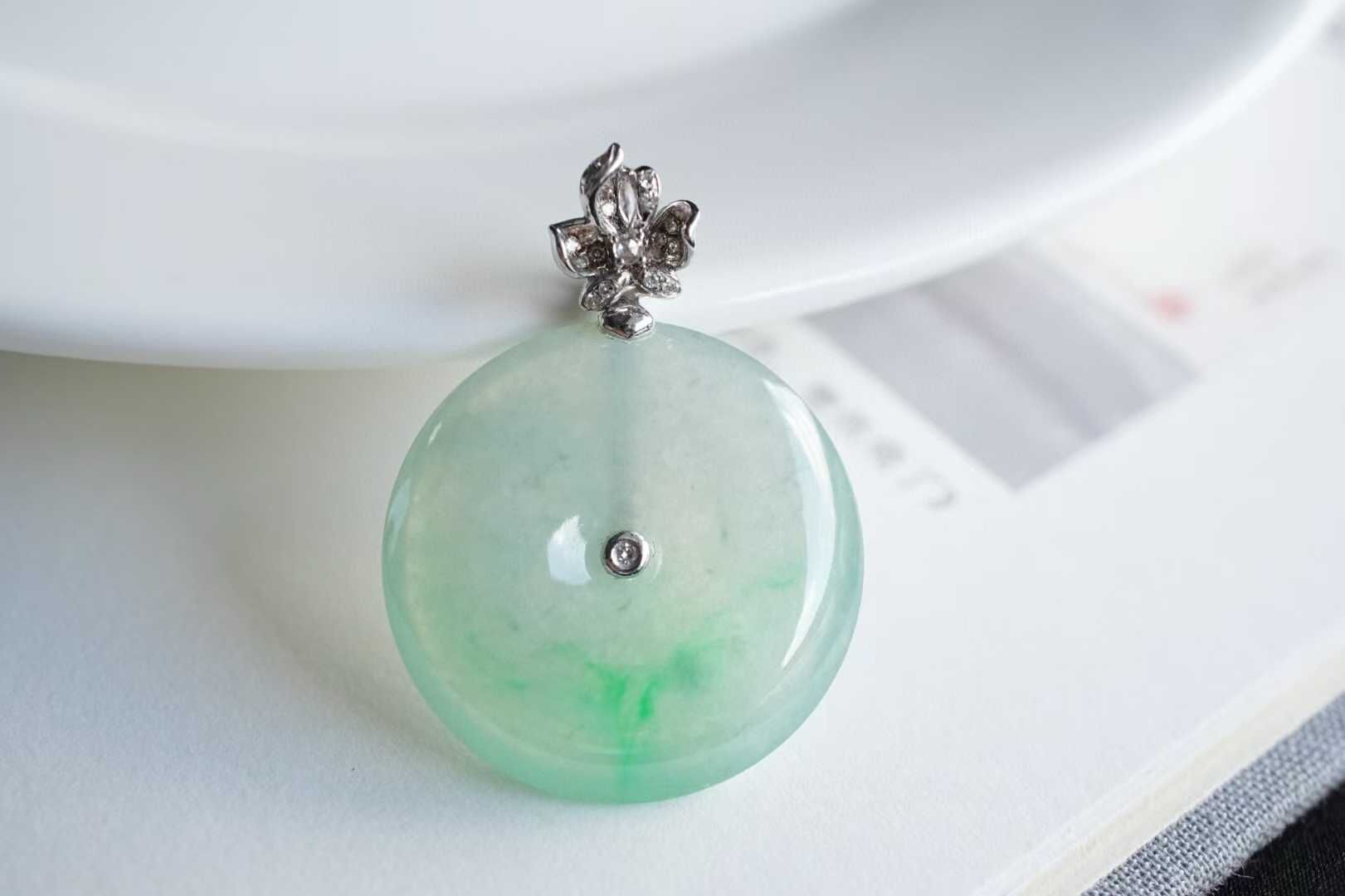 99816 翡翠冰飄綠平安扣吊墜 (21.8mm直徑)