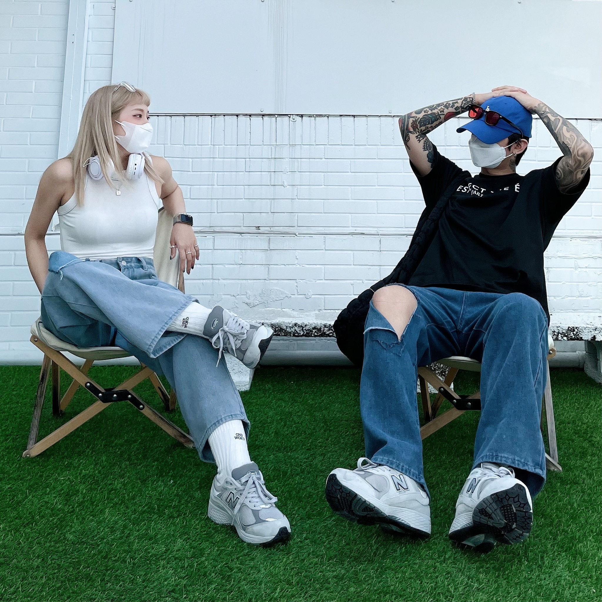 素面 破洞 刀割 牛仔 寬褲