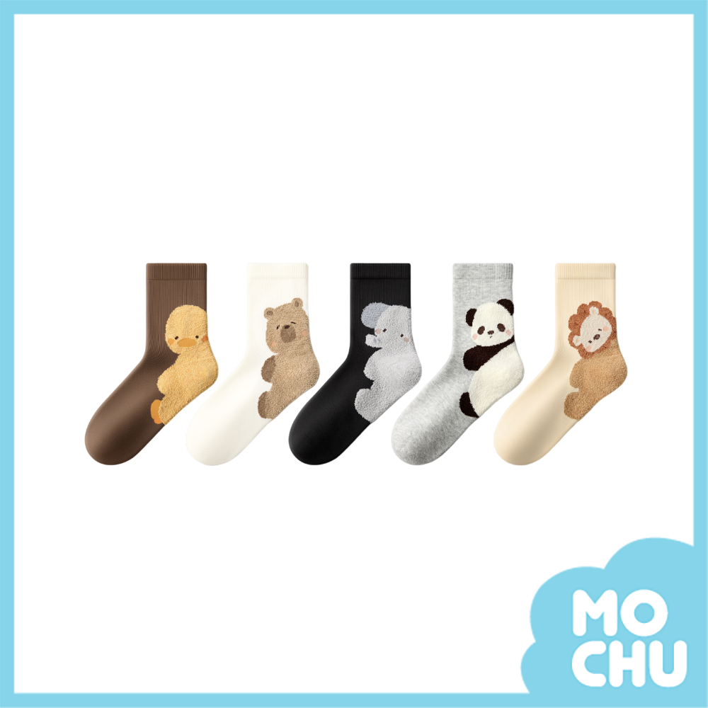 抱抱動物短襪五入組