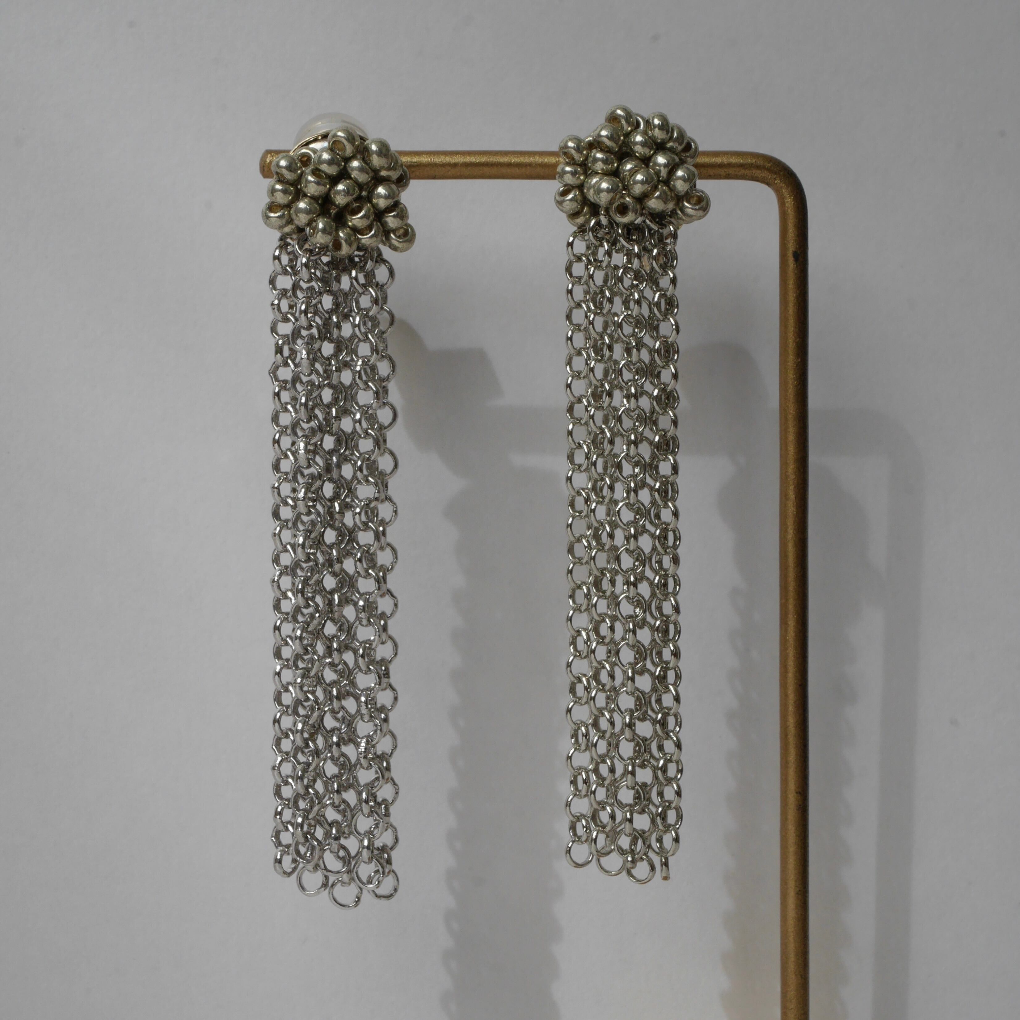 [nity] curtain long silver | 耳夾 (E381)