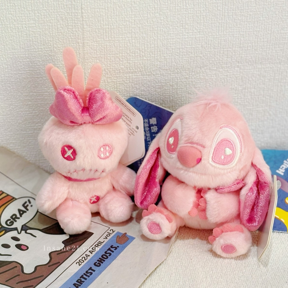 DISNEY 迪士尼 史迪奇 鈕釦娃娃 愛的告白 粉色系列 吊飾 絨毛玩具 可愛 正版