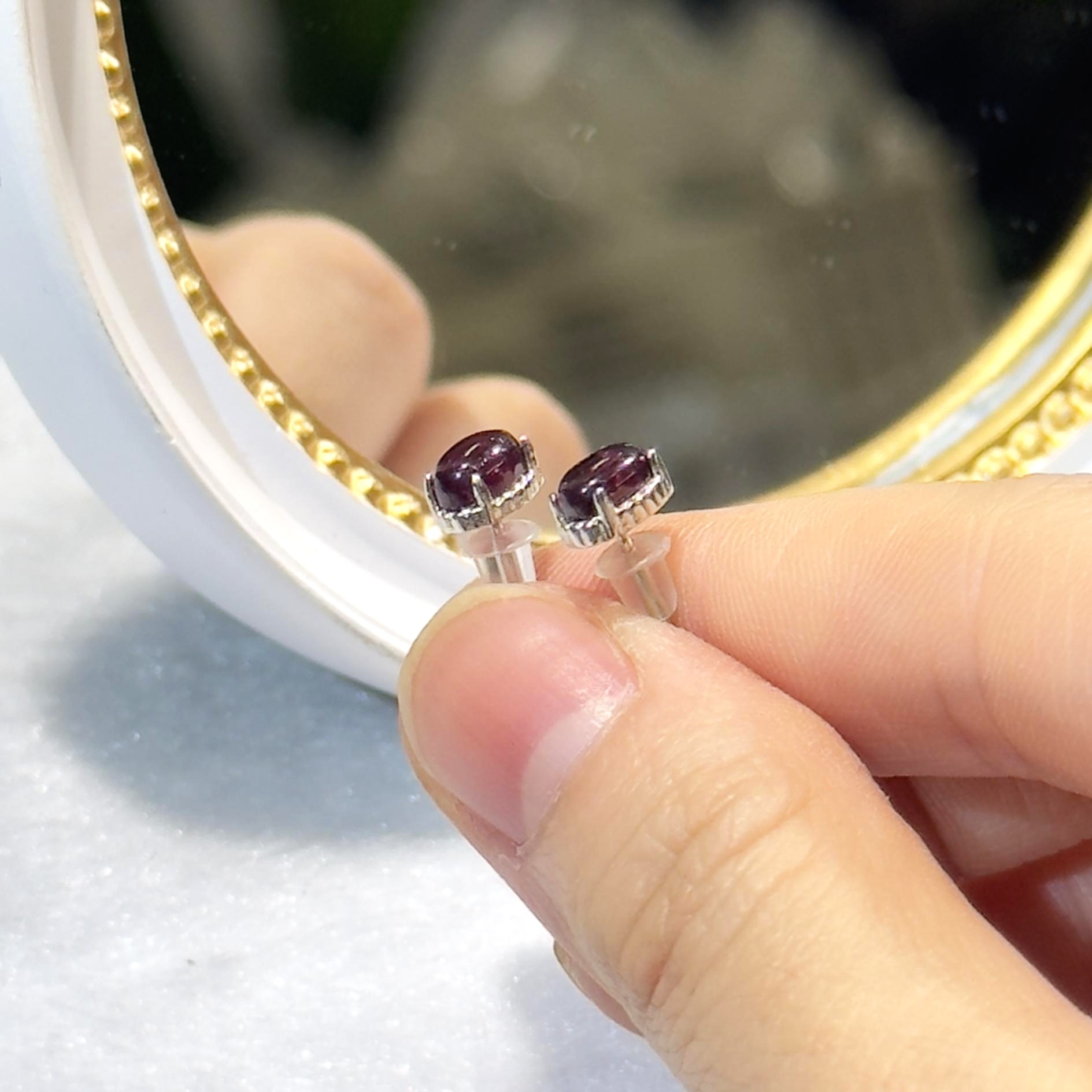 石榴石耳環 #CA0011