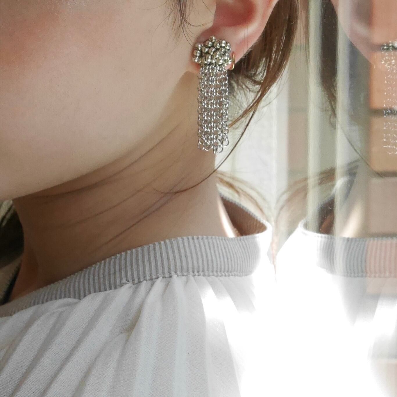 [nity] curtain silver | 耳夾 (E383)