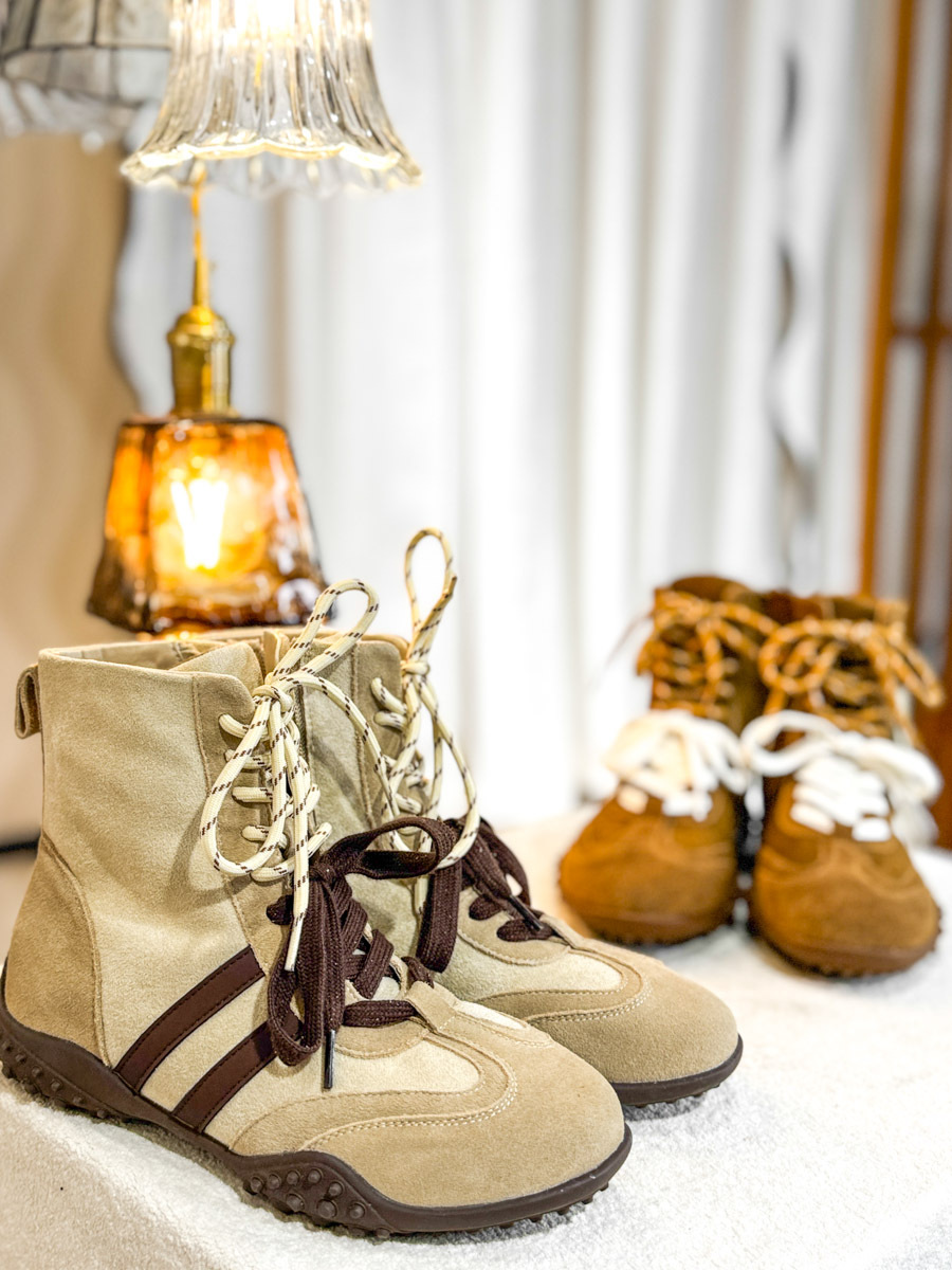 ⬇️開倉低至半價😱FINALSALE📣 內拉鏈．拼色鞋帶．拼色麂皮短BOOTS【不設退換】