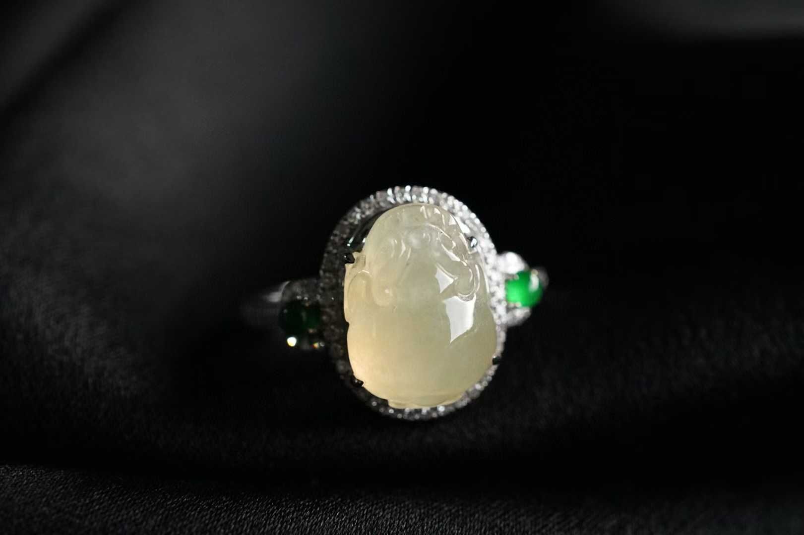 99819 翡翠冰黃翡貔貅戒指