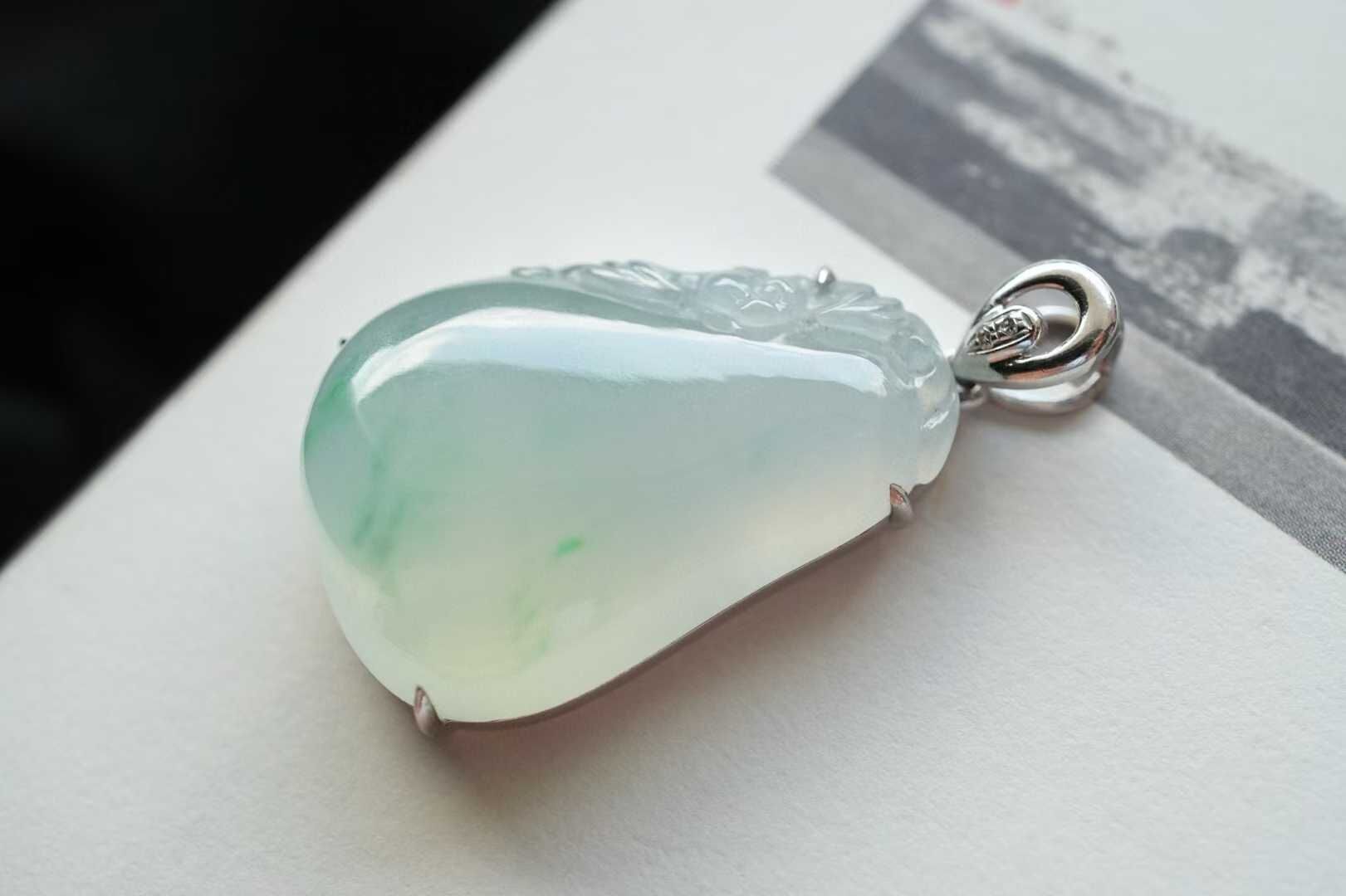 翡翠冰飄金絲綠福瓜吊墜,天然翡翠A玉, 緬甸玉, Jade, Jadeite