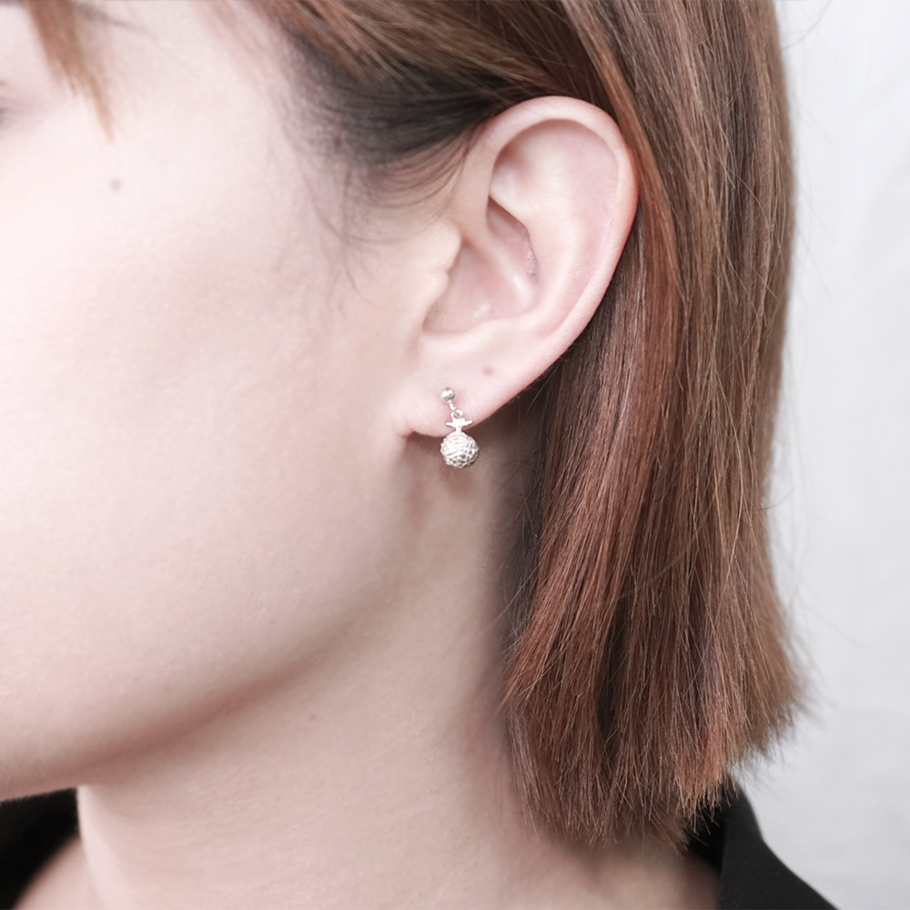 甜蜜圓滿 哈密瓜 925純銀耳環 圓珠垂墜設計 女生耳環 水果系列