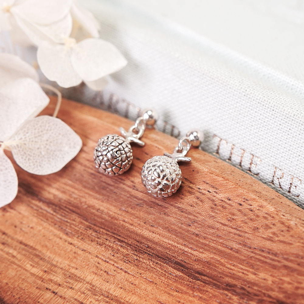 甜蜜圓滿 哈密瓜 925純銀耳環 圓珠垂墜設計 女生耳環 水果系列