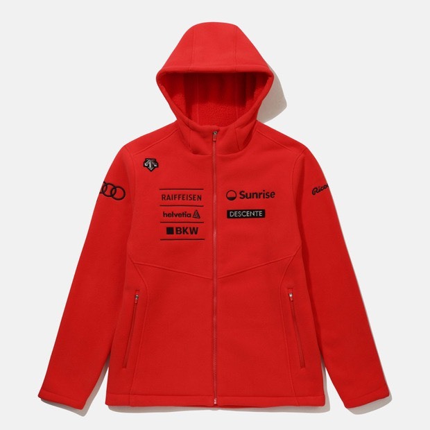 DESCENTE 迪桑特 小LOGO 賽車鋪棉外套 紅色