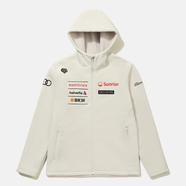 DESCENTE 迪桑特 小LOGO 賽車鋪棉外套 白色