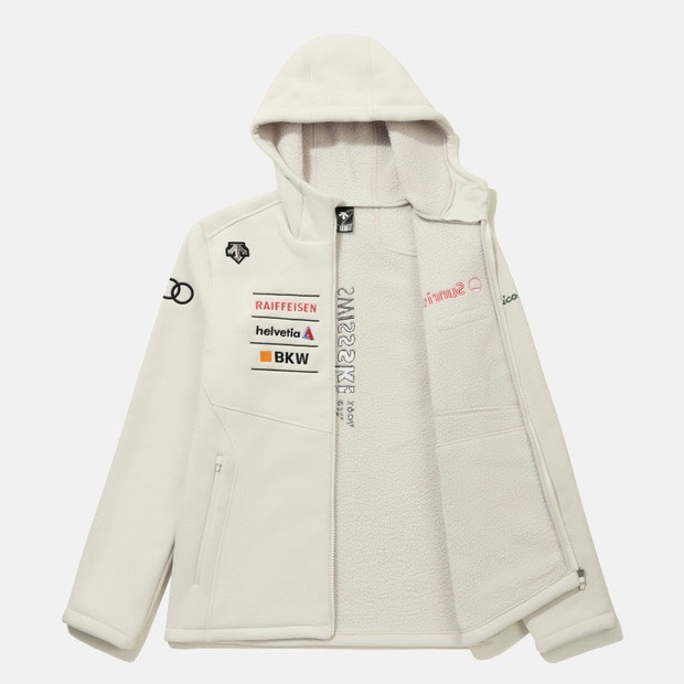 DESCENTE 迪桑特 小LOGO 賽車鋪棉外套 白色