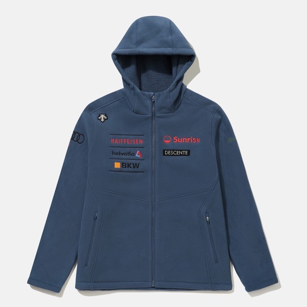 DESCENTE 迪桑特 小LOGO 賽車鋪棉外套 藍色