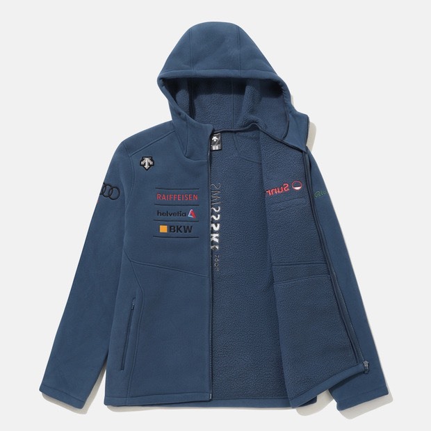 DESCENTE 迪桑特 小LOGO 賽車鋪棉外套 藍色