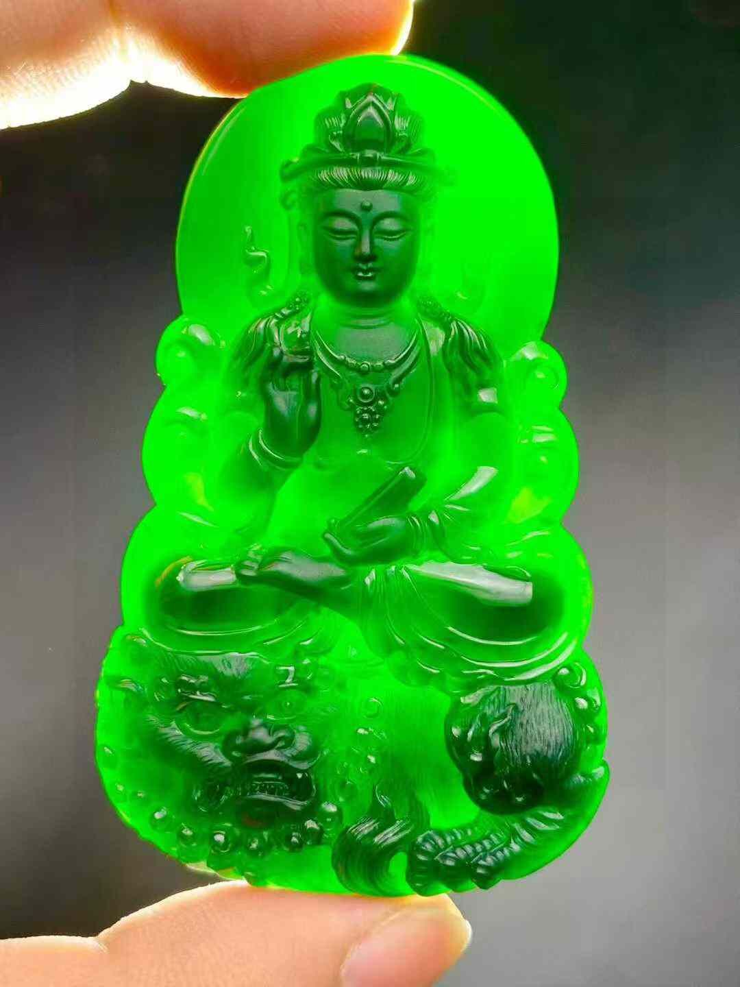 翡翠墨翠文殊菩薩,天然翡翠A玉, 緬甸玉, Jade, Jadeite