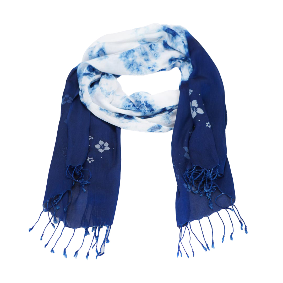 手作藍染桐花圍巾推薦｜MIT台灣工藝家製造 質感手工圍巾首選