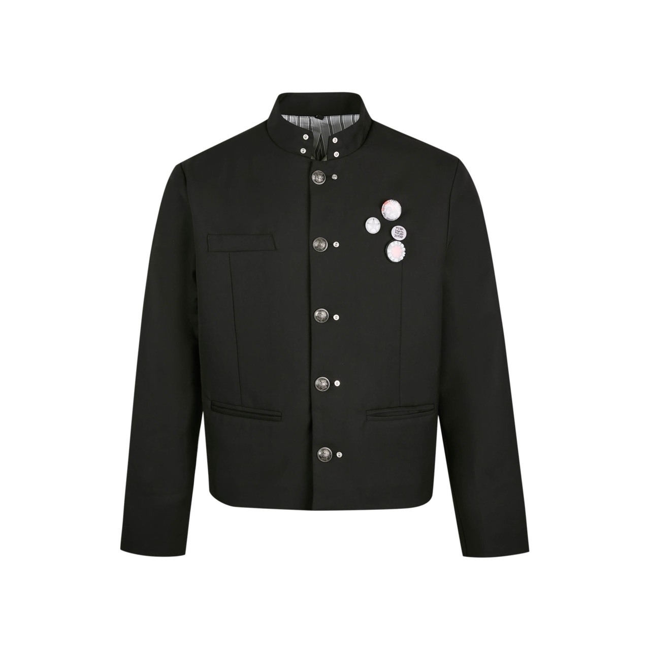 FU 設計國旗胸針 BOXY寬短 立領 #西裝外套