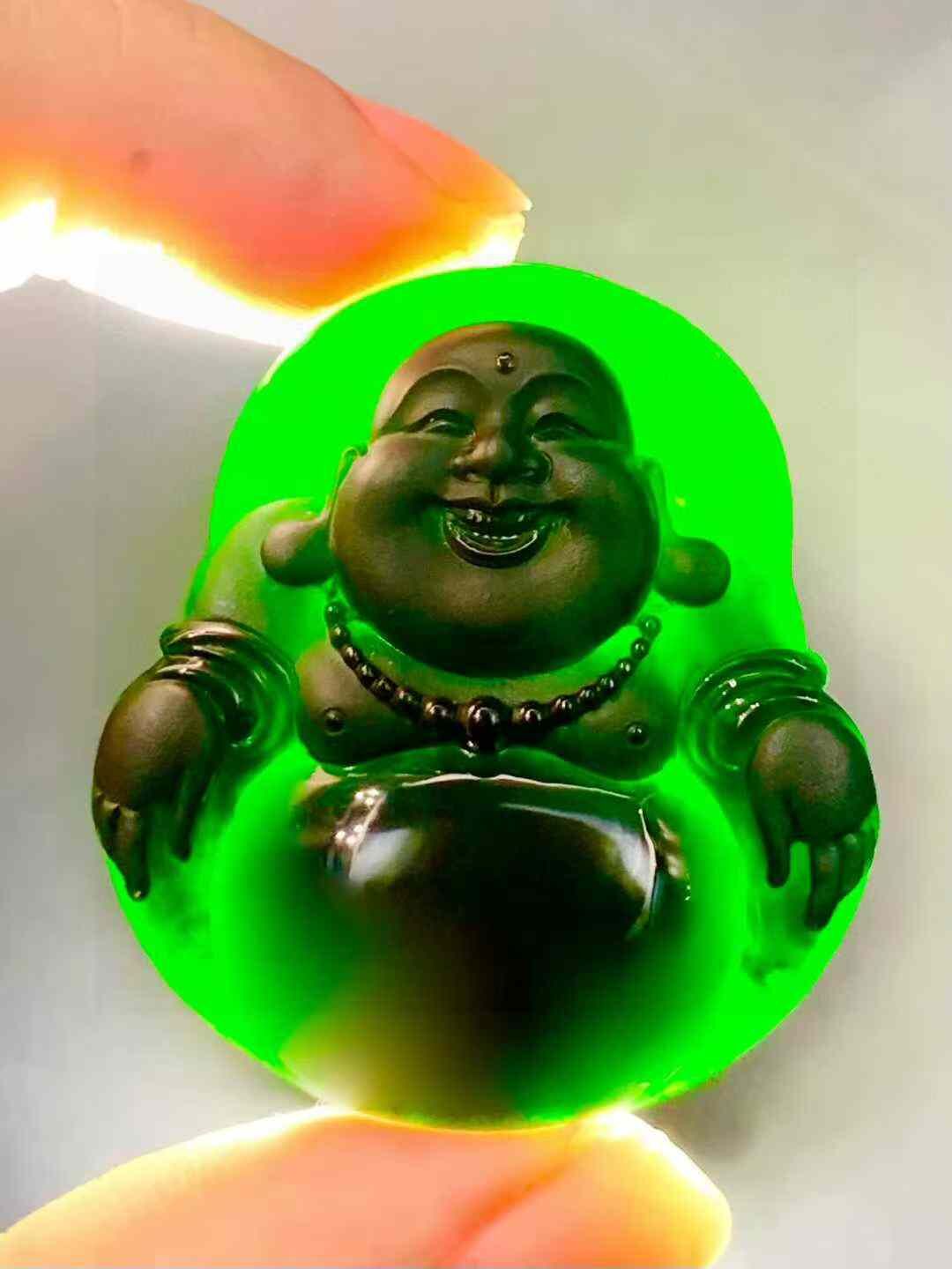 翡翠墨翠大肚佛,天然翡翠A玉, 緬甸玉, Jade, Jadeite