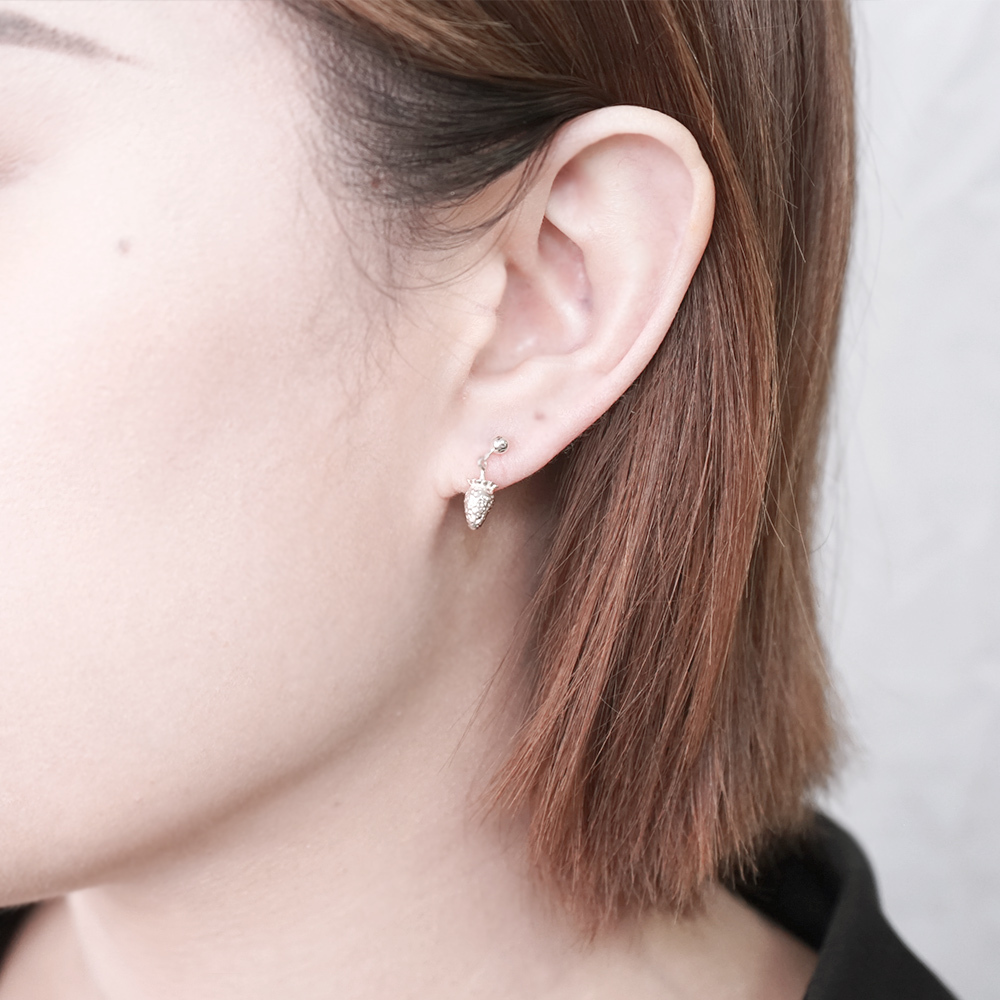 幸福莓滿 草莓 925純銀耳環 圓珠垂墜設計 女生耳環 水果系列