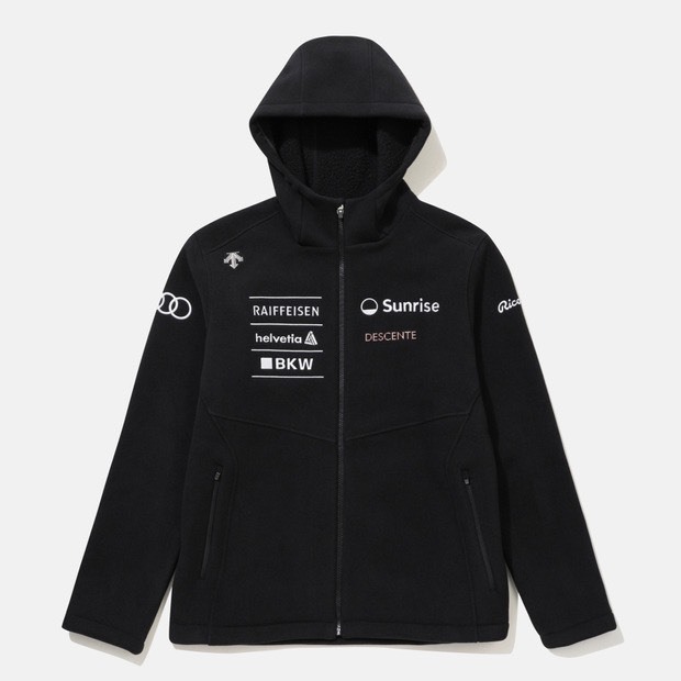 DESCENTE 迪桑特 小LOGO 賽車鋪棉外套 黑色