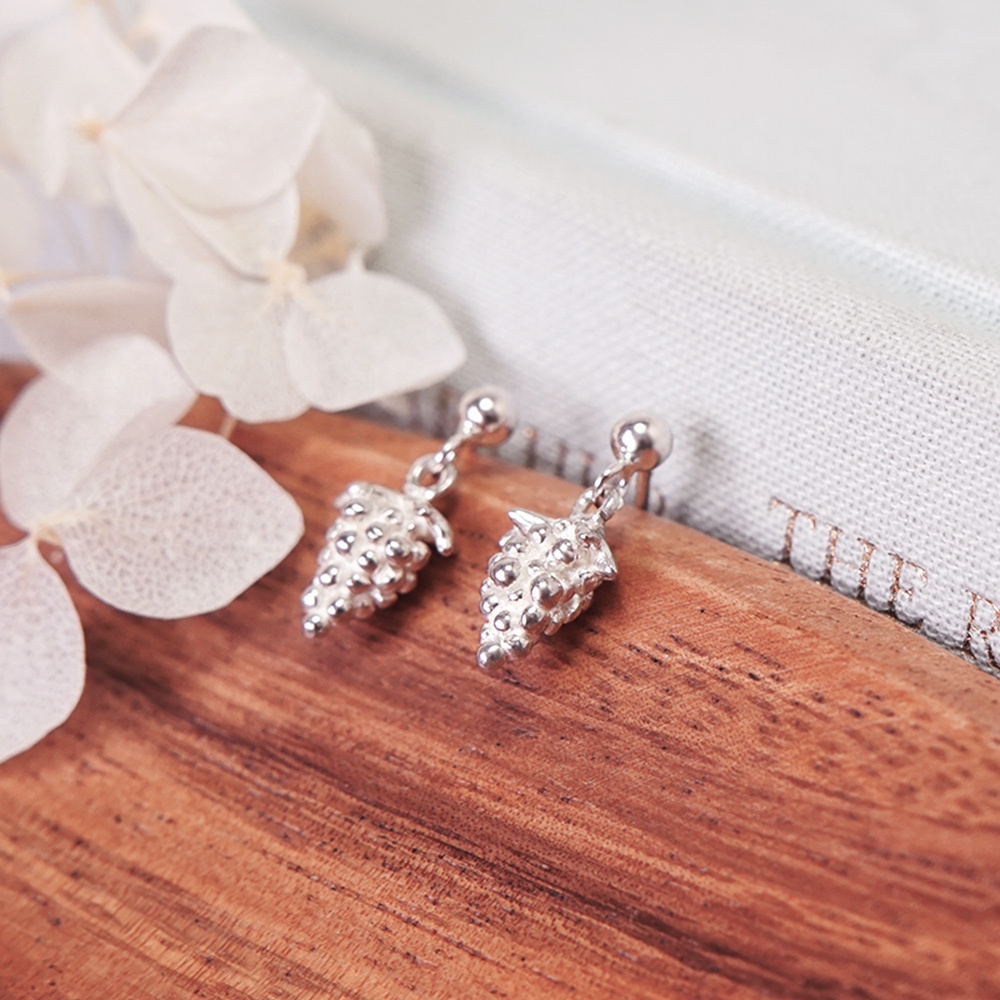 豐盛美好 葡萄 925純銀耳環 圓珠垂墜設計 女生耳環 水果系列