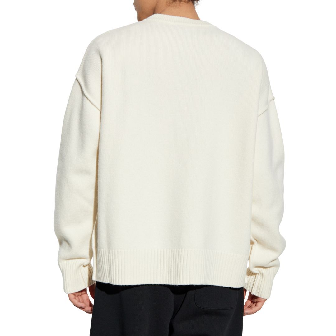 1LN0902-058 AMI Cardigan with Logo White #UKC368-018-151 (C-BR-E)