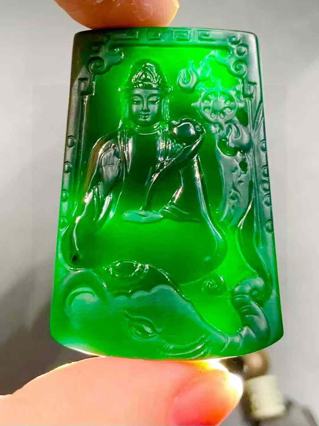 翡翠墨翠普賢菩薩,天然翡翠A玉, 緬甸玉, Jade, Jadeite