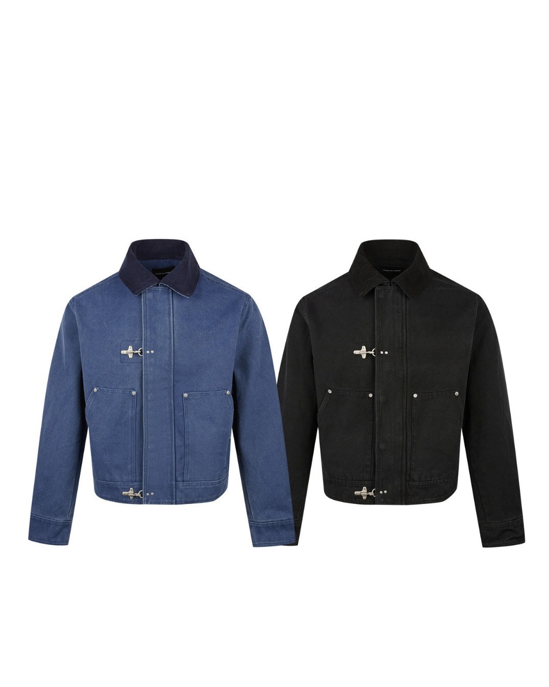 FU 設計飛機釦 翻領 寬短工裝 #外套