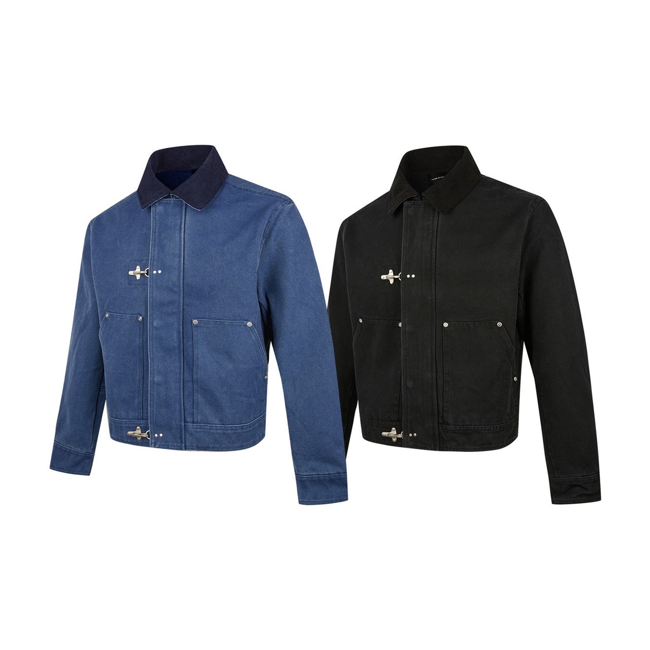 FU 設計飛機釦 翻領 寬短工裝 #外套