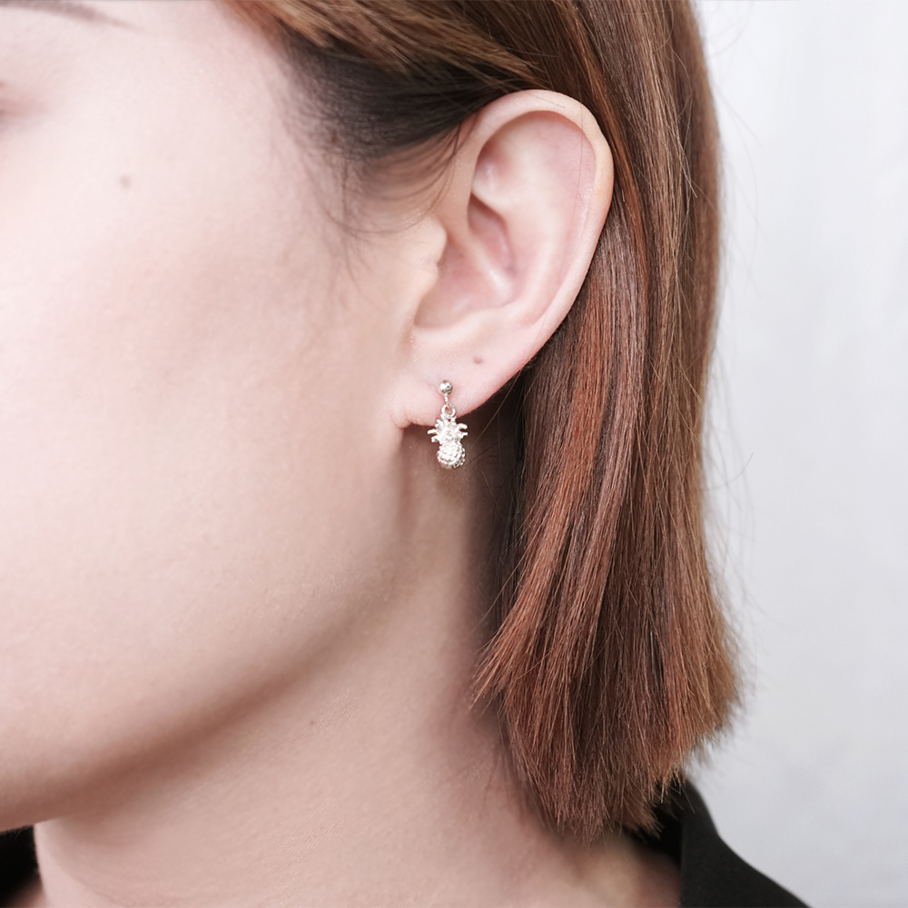 好運旺來 鳳梨 925純銀耳環 圓珠垂墜設計 女生耳環 水果系列