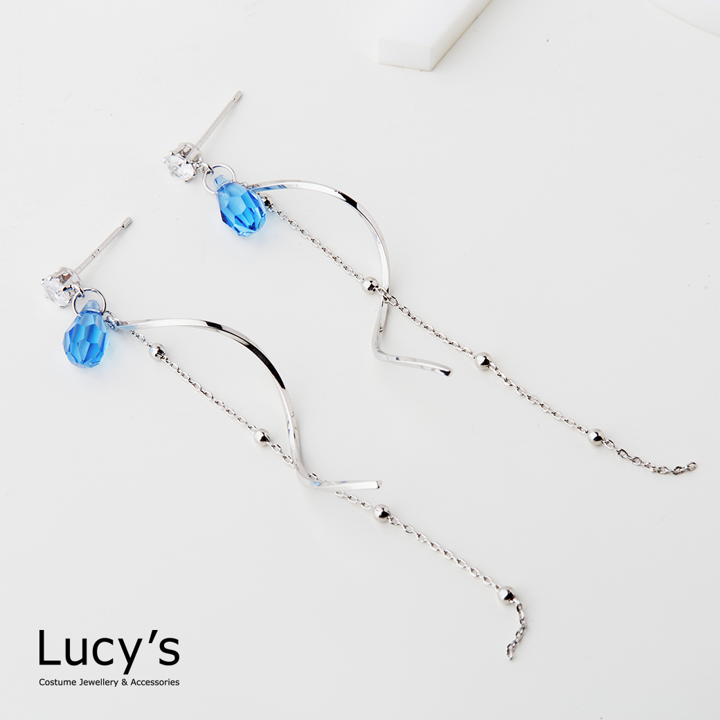 水滴流蘇 耳環 (五色) (126845/126846/126847/126848/126849)