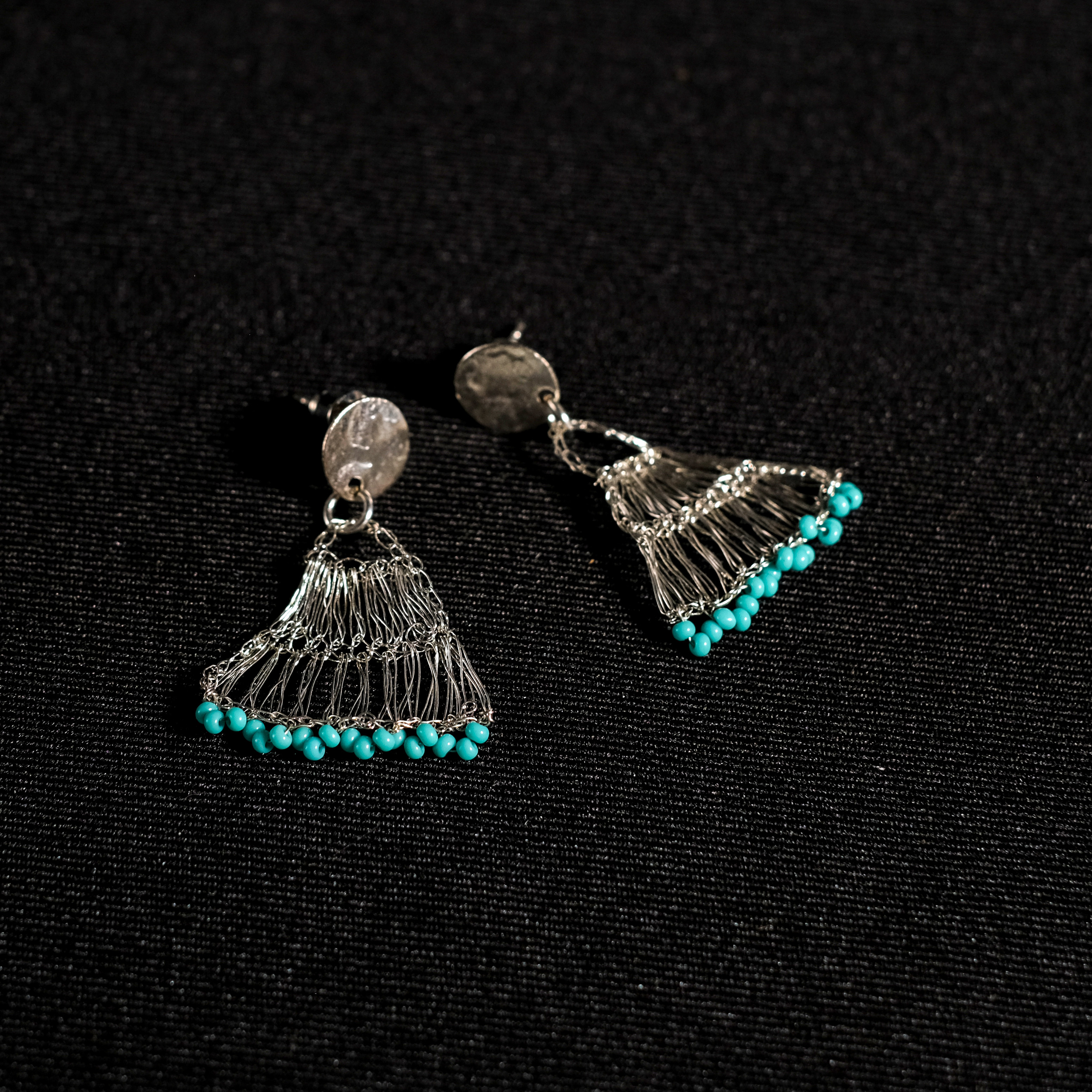 流離工藝｜藍扇耳環｜阿富汗